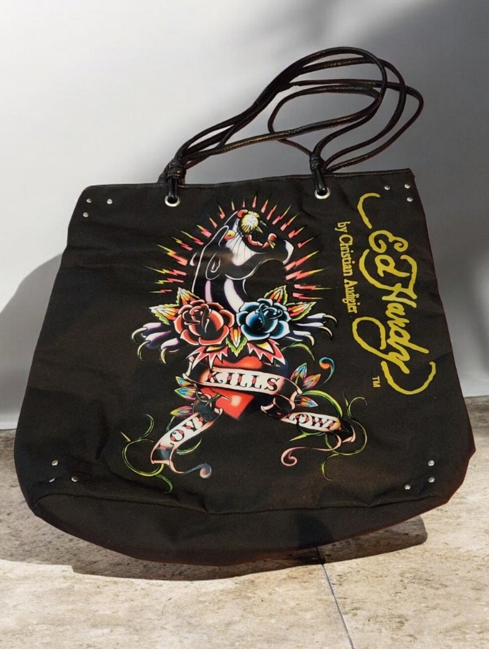 Vintage Ed Hardy Y2k Graphic Tote/ Handbag ■ EUC■ Firm